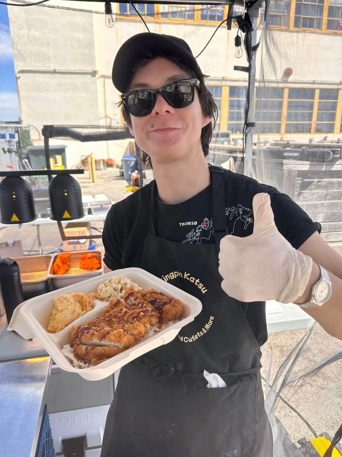 Thumbs up with a fresh katsu bento